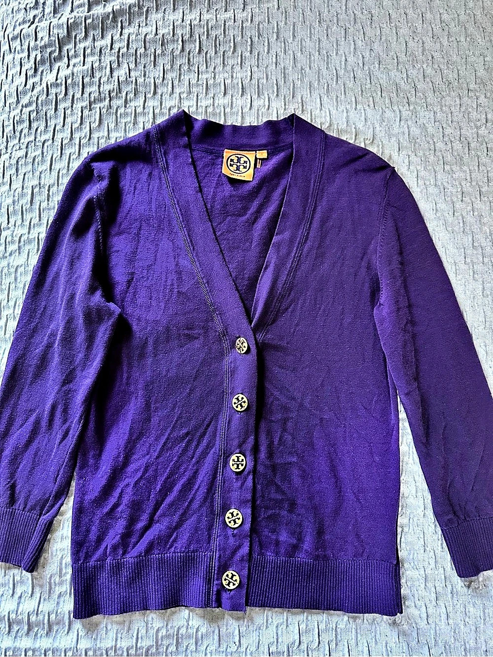 Tory Burch Purple Button-Front Cardigan Size Small